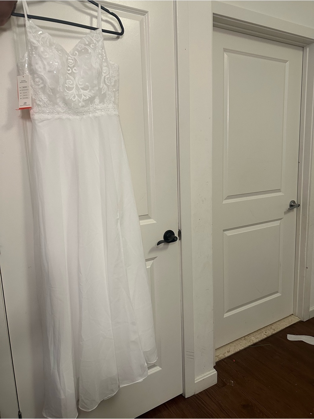 White Lace Bodice Spaghetti Strap Formal Dress for Girls